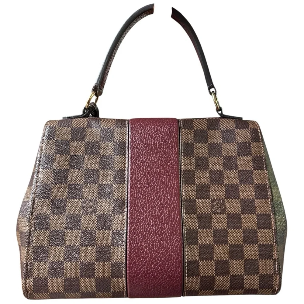 Damier Ebene Bond Street Burgundy Stripe Satchel Handbag Crossbody Strap